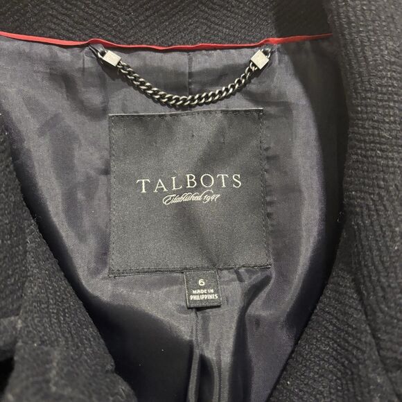Talbots Pea Coat Sz 6 Black Wool Blend Overcoat Pockets Button Front Classic - Picture 6 of 7